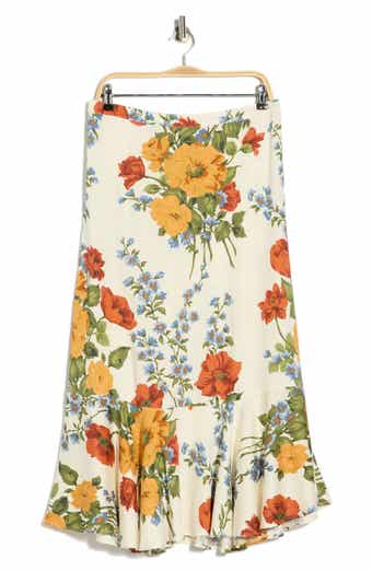 T Tahari Floral Print Flounce Skirt