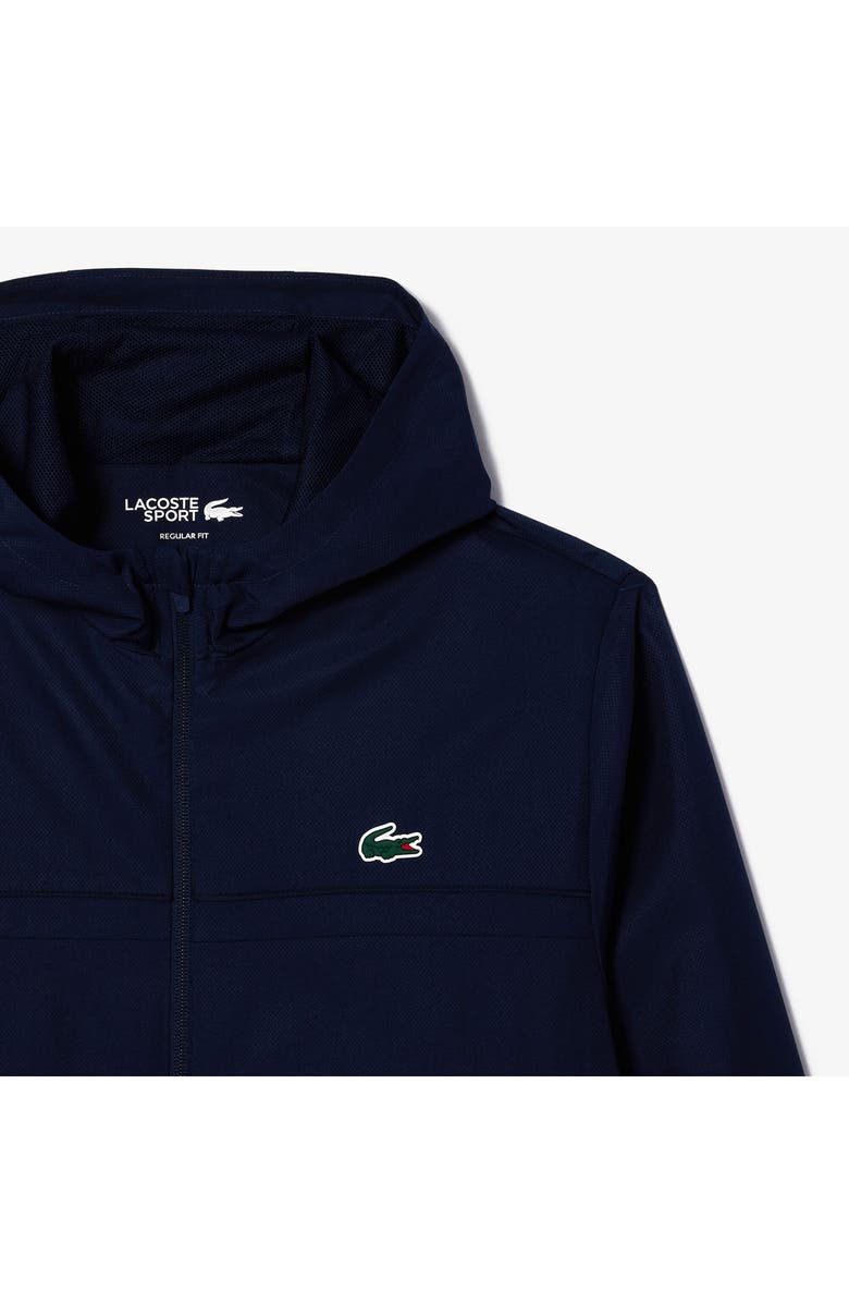 Lacoste Water Repellent Hooded Taffeta Jacket, Alternate, color, Marine/ Marine-Marine