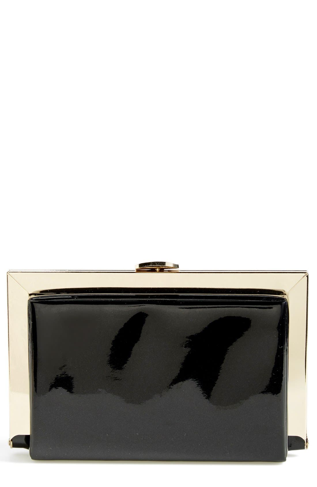 NATASHA Tasha Patent Framed Box Clutch, Main, color, 