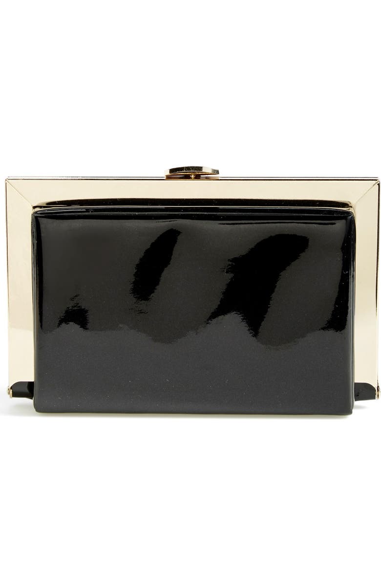 NATASHA Tasha Patent Framed Box Clutch, Main, color,