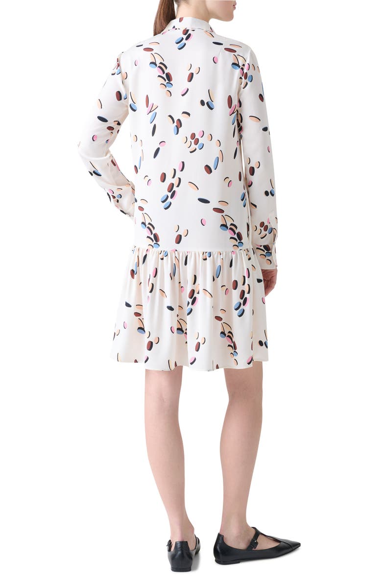 Akris punto Boho Dropping Dots Long Sleeve Satin Shirtdress, Alternate, color, Cream-Multicolor