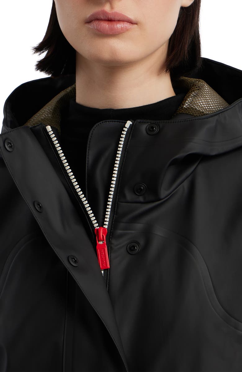 Hunter Acacia Waterproof Rubberized Raincoat, Alternate, color, Black