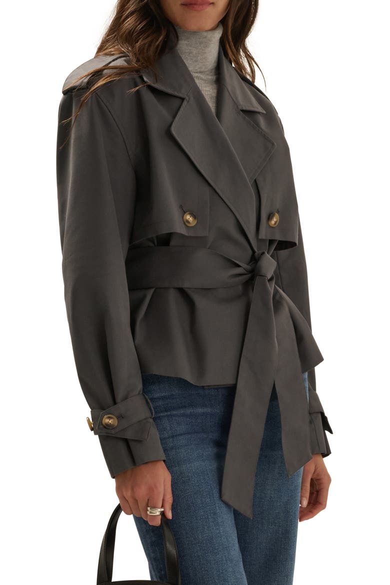 The Cropped Charles Trench Coat, Alternate, color, DARK CHARCOAL