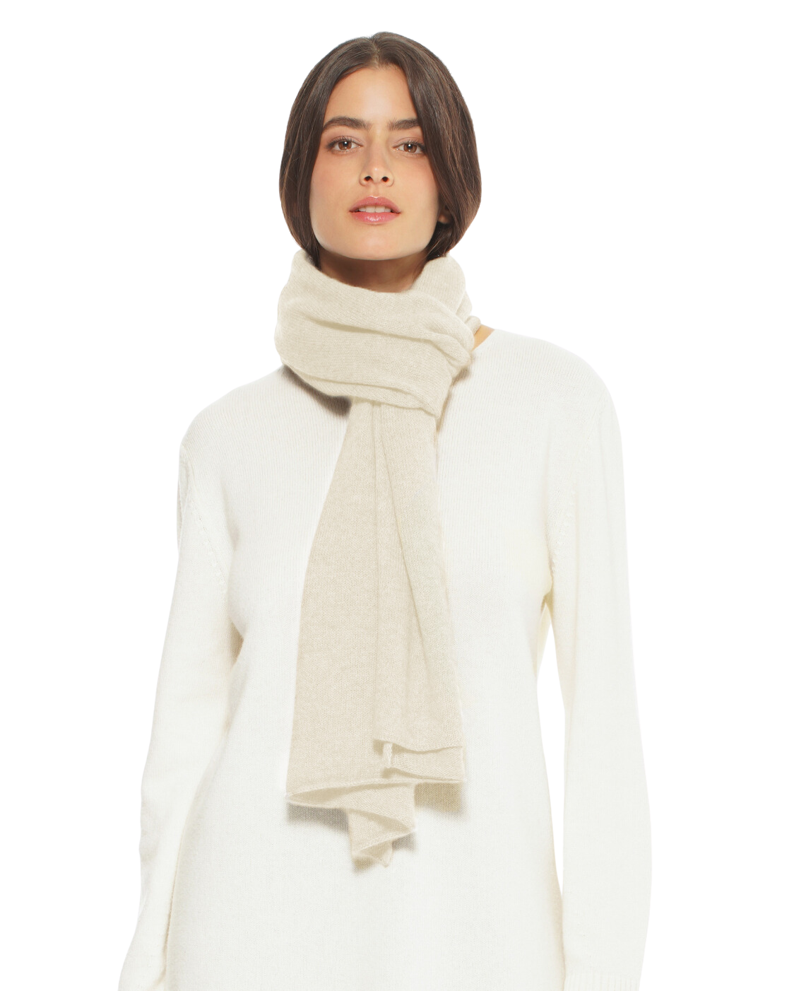 Monticelli Cashmere Pure Cashmere Cloud-Soft Scarf in Milk White 