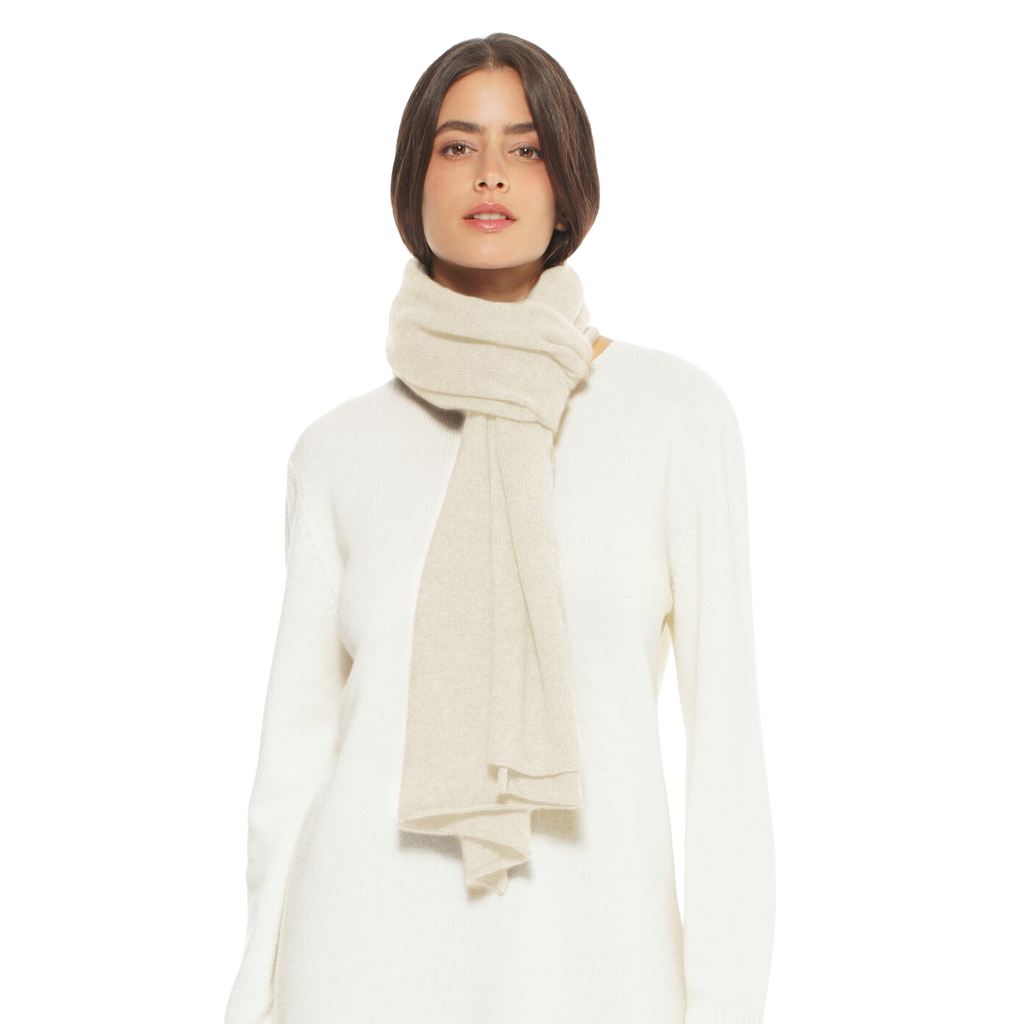 Monticelli Cashmere Pure Cashmere Cloud-Soft Scarf in Milk White  product