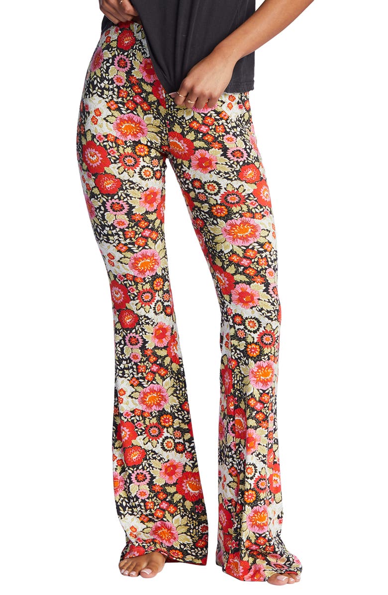 Billabong Sundown Floral High Waist Flare Cotton Pants, Main, color,