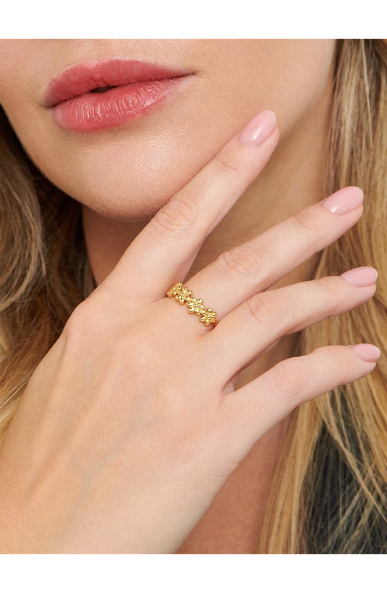 DEVATA Daisy Flower Ring in Gold Plated Sterling Silver, Alternate, color, Yellow Gold