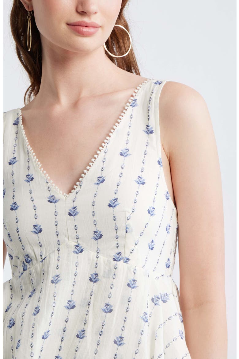 Floral Tiered Minidress, Alternate, color, IVORY- BLUE SYDNEY GEO