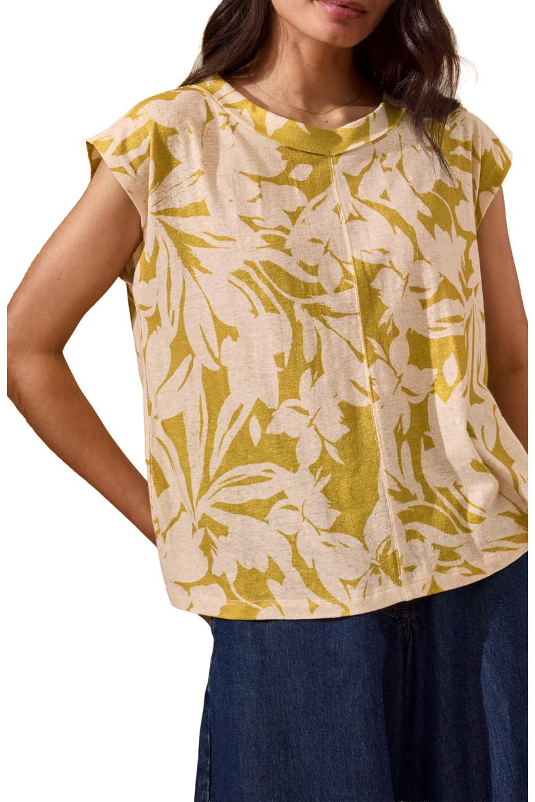 Sleeveless Floral Jersey Top, Alternate, color, Moss Floral