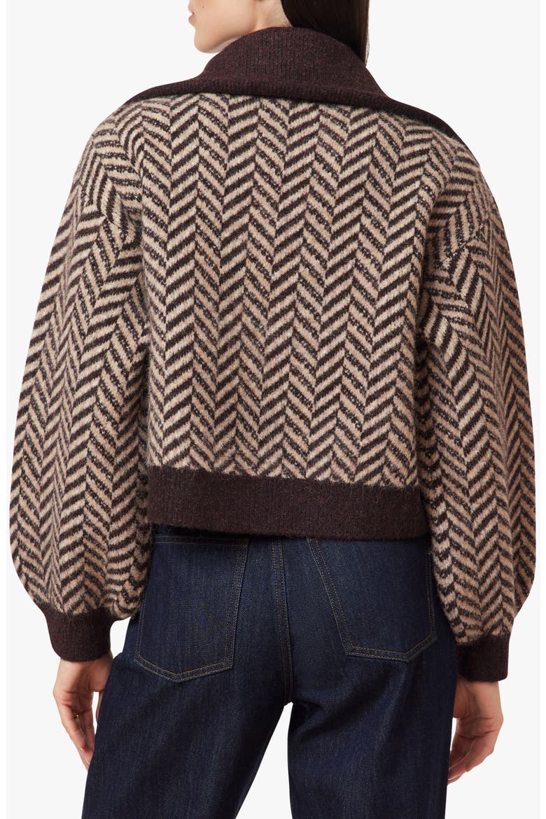 Herringbone Zip Front Cardigan, Alternate, color, CHOCOLATE