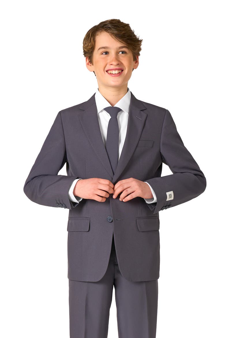 Kids' Charcool Two-Piece Suit & Tie Set, Alternate, color, GREY