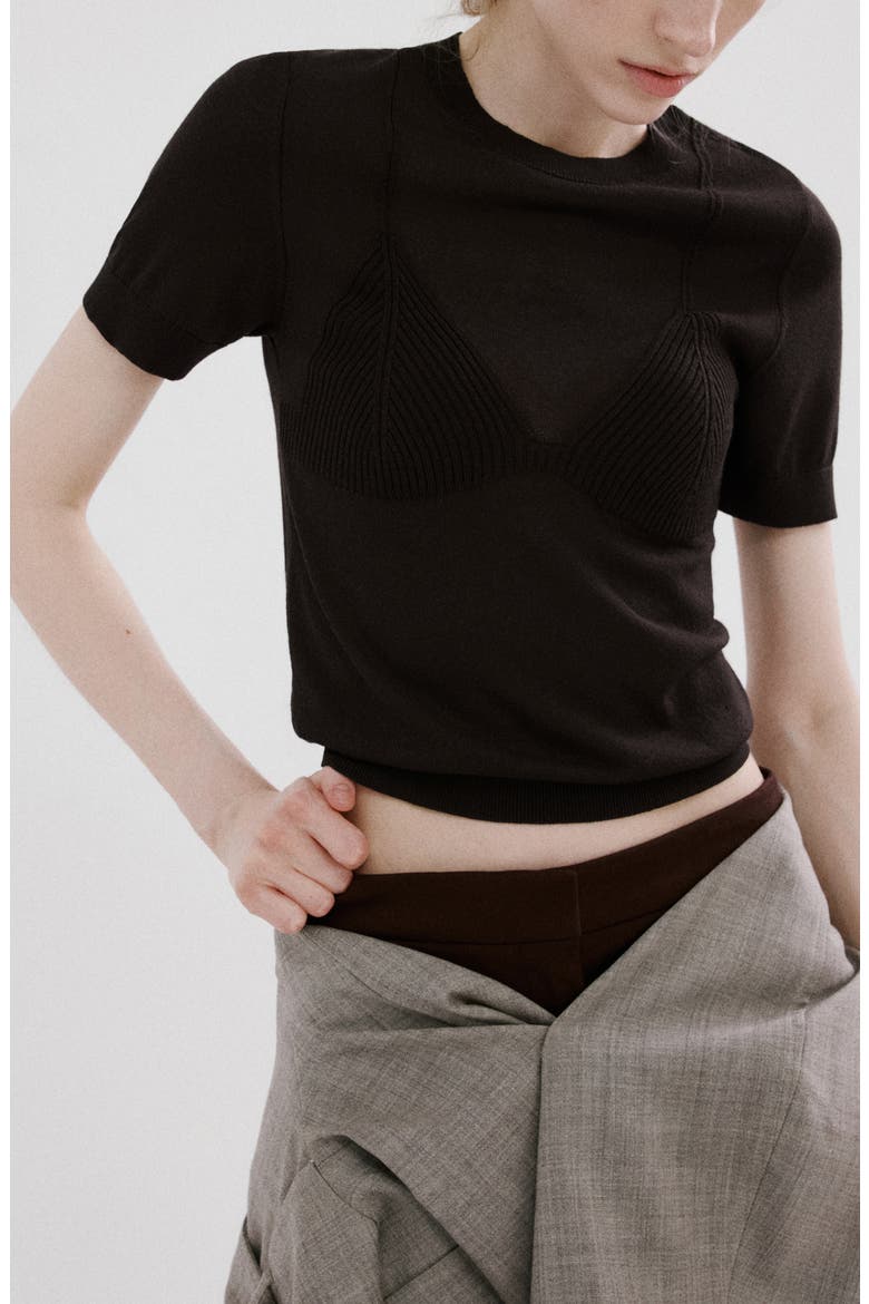Short Sleeve Sweater, Main, color, BROWN