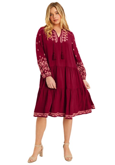 Coraline Embroidered Peasant Dress (Plus Available)