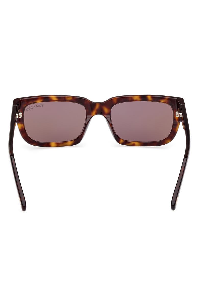 TOM FORD 54mm Square Sunglasses, Alternate, color, Dark Havana / Roviex Mirror