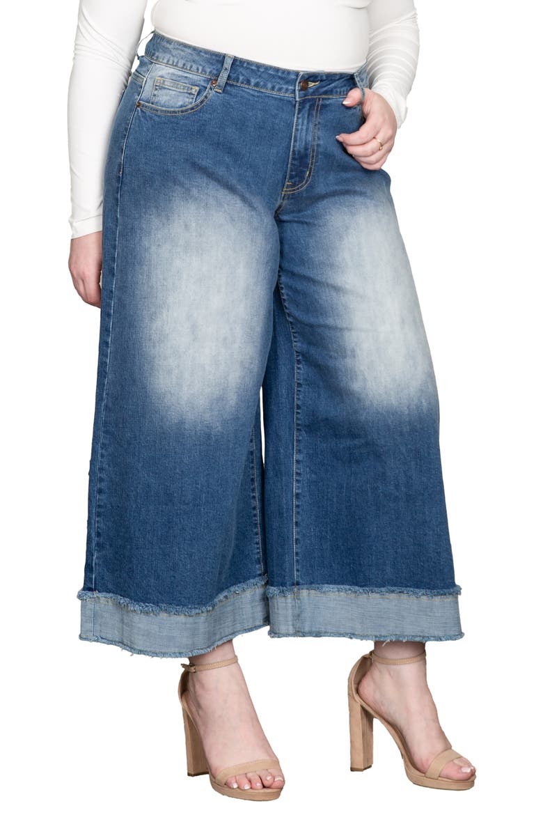 High Waist Crop Wide Leg Jeans, Alternate, color, TWO TONE