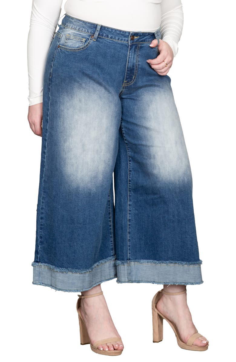 Standards & Practices High Waist Crop Wide Leg Jeans, Alternate, color, Two Tone