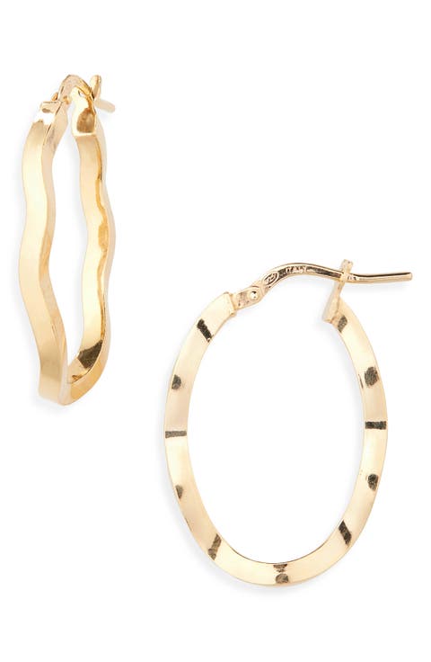 Wavy Oval Hoop Earrings