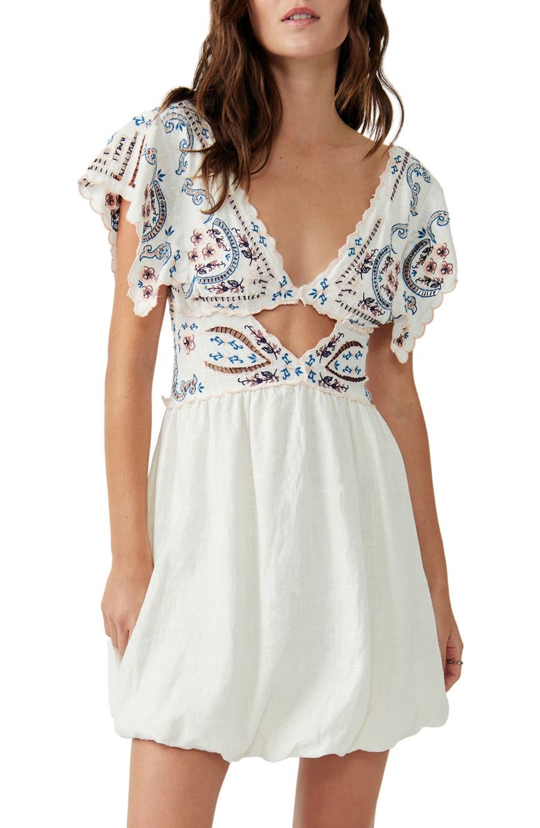Free People Rambling Roads Embroidered Cutout Minidress, Main, color,