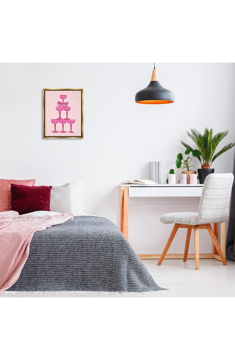 Stupell Industries Stacked Champagne Tower Framed Art Print, Alternate, color, Pink