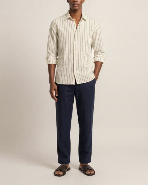 Justin Seersucker Cotton Stripe Shirt