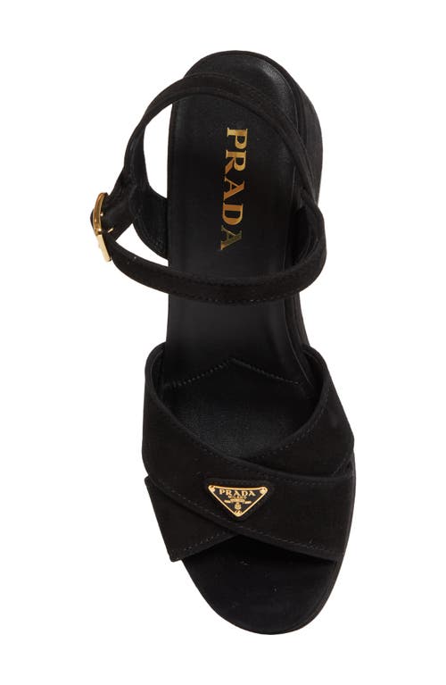Prada Suede Platform Sandal In Black