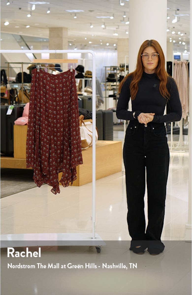 Rotelle Floral Handkerchief Hem Silk Chiffon Skirt, sales video thumbnail