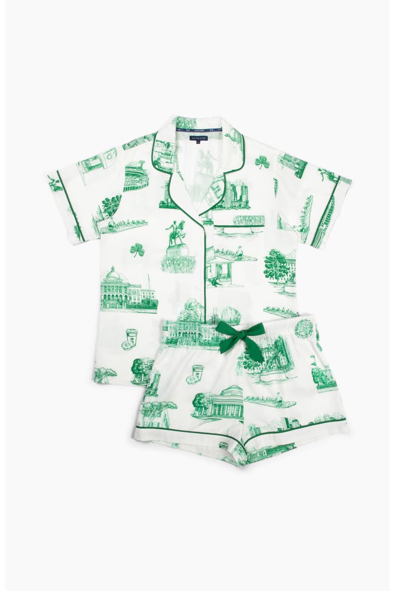 Boston Toile Shorts Set, Alternate, color, Green