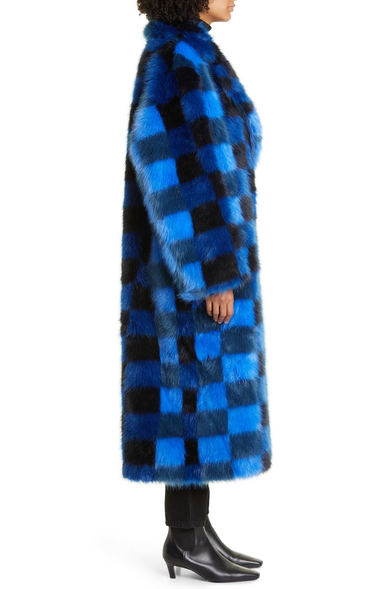 Stand Studio Mio Checkerboard Faux Fur Coat, Alternate, color,
