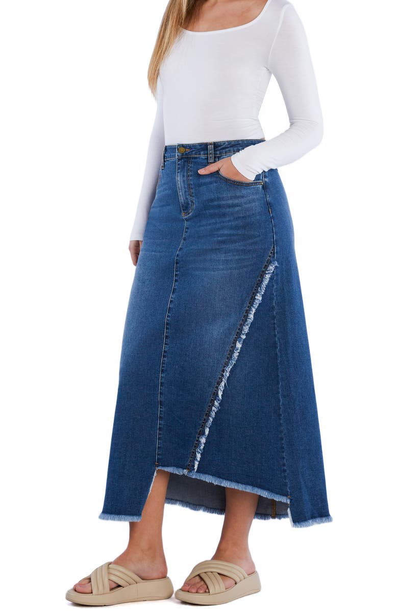 Wash Lab Denim Two Step Denim Maxi Skirt, Alternate, color, Flounce Blue