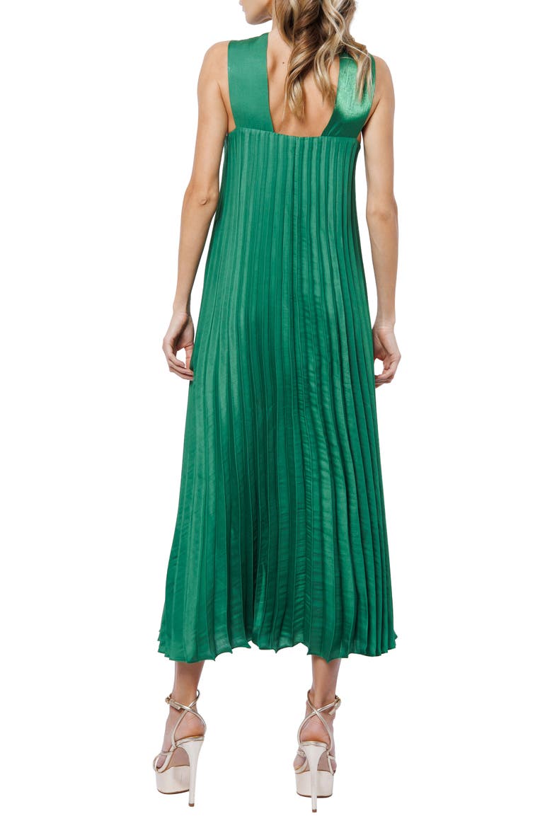 Mellisa Pleated Satin Dress, Alternate, color, GREEN