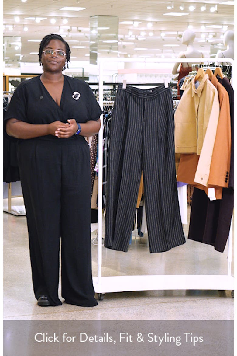 Chalk Stripe High Waist Wide Leg Linen Pants video