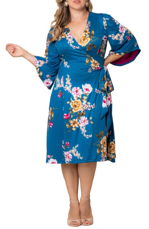 Gemini Floral Bell Sleeve Wrap Dress