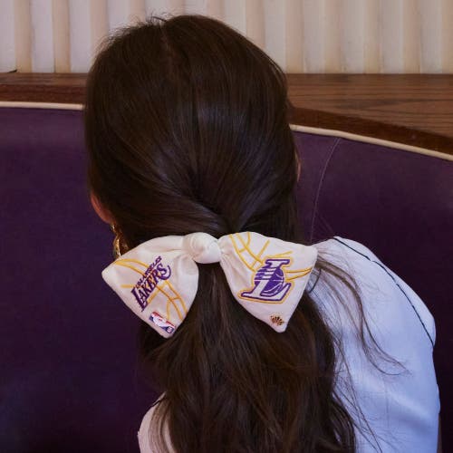 Lele Sadoughi Nba Loas Angeles Lakers Bow Barrette In White