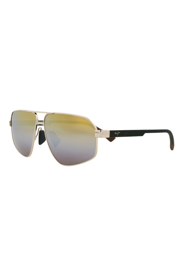 60mm Polarized Aviator Sunglasses, Alternate, color, GOLD GREEN GOLD