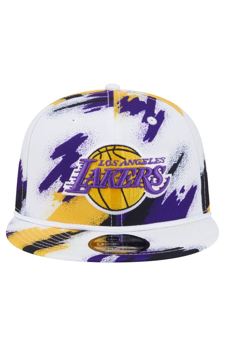 New Era Men's New Era  White Los Angeles Lakers Paint 9FIFTY Snapback Hat, Alternate, color, 