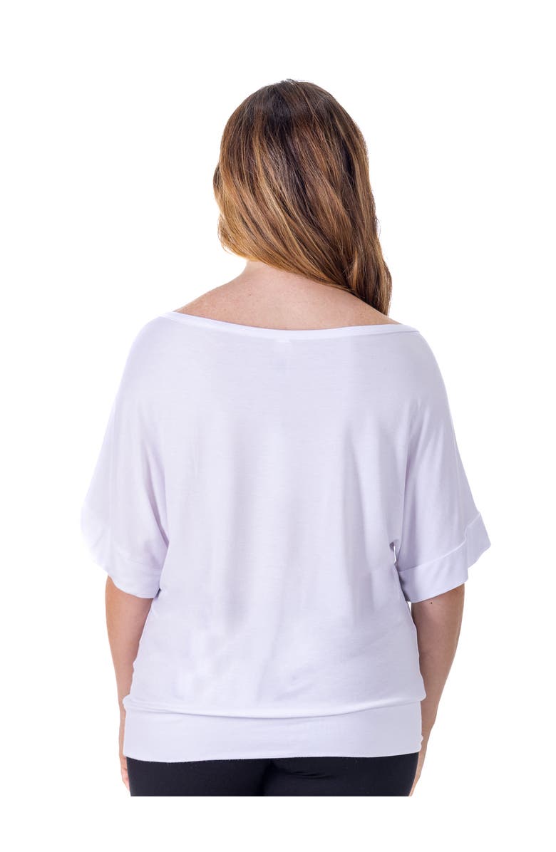 24seven Comfort Apparel Loose Fit Dolman Top with Wide Sleeves, Alternate, color, White
