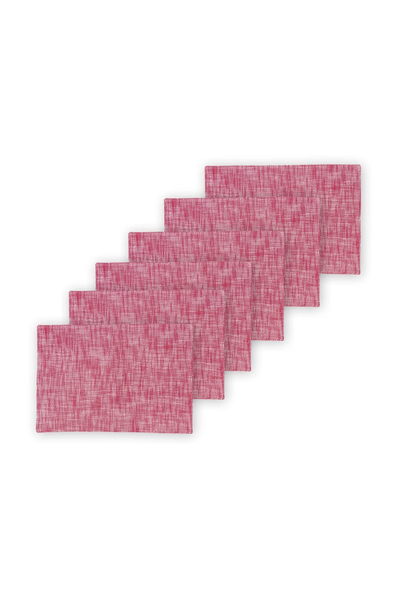 Chambray Placemat Set Of 6, Alternate, color, Red