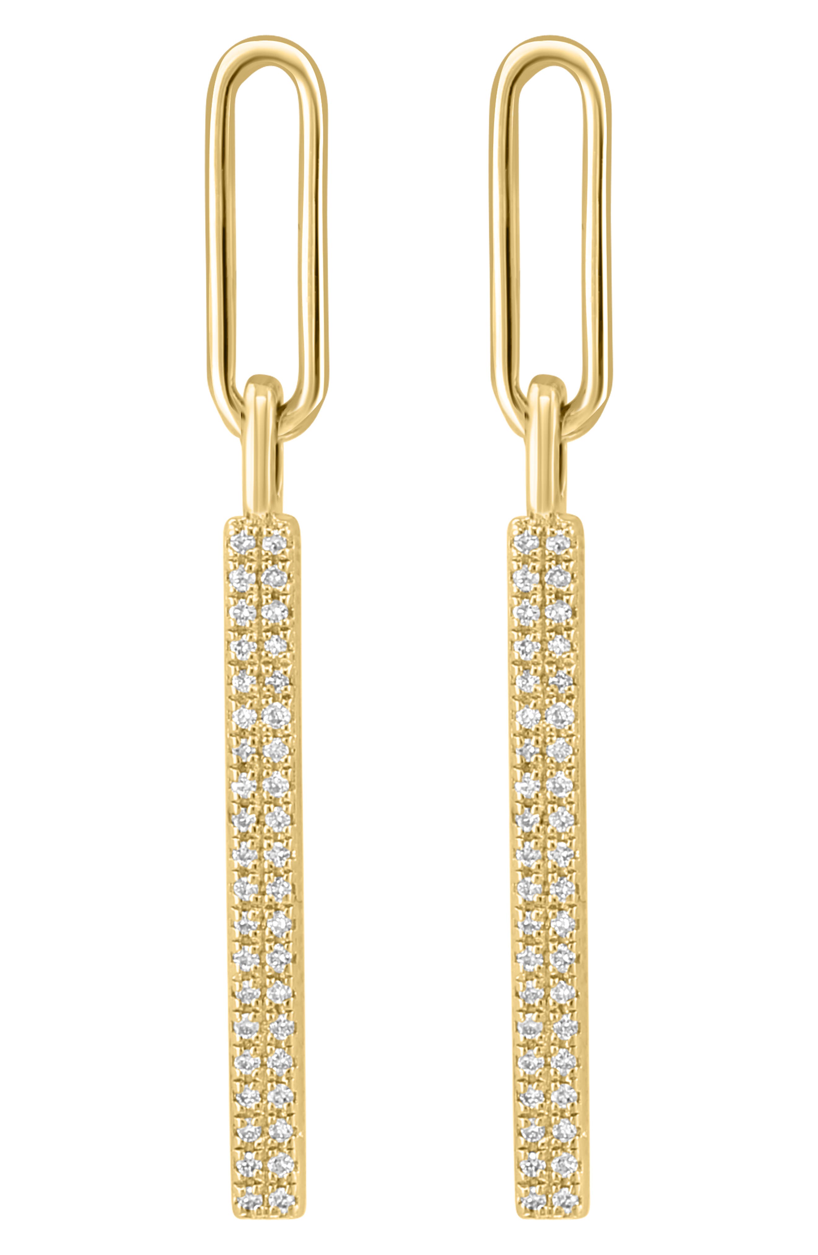 EFFY 14K Gold Plated Sterling Silver Pavé Diamond Bar Drop Earrings