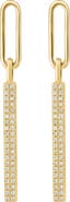 EFFY 14K Gold Plated Sterling Silver Pavé Diamond Bar Drop Earrings