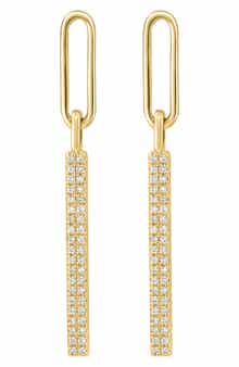 EFFY 14K Gold Plated Sterling Silver Pavé Diamond Bar Drop Earrings