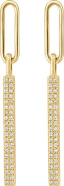 EFFY 14K Gold Plated Sterling Silver Pavé Diamond Bar Drop Earrings