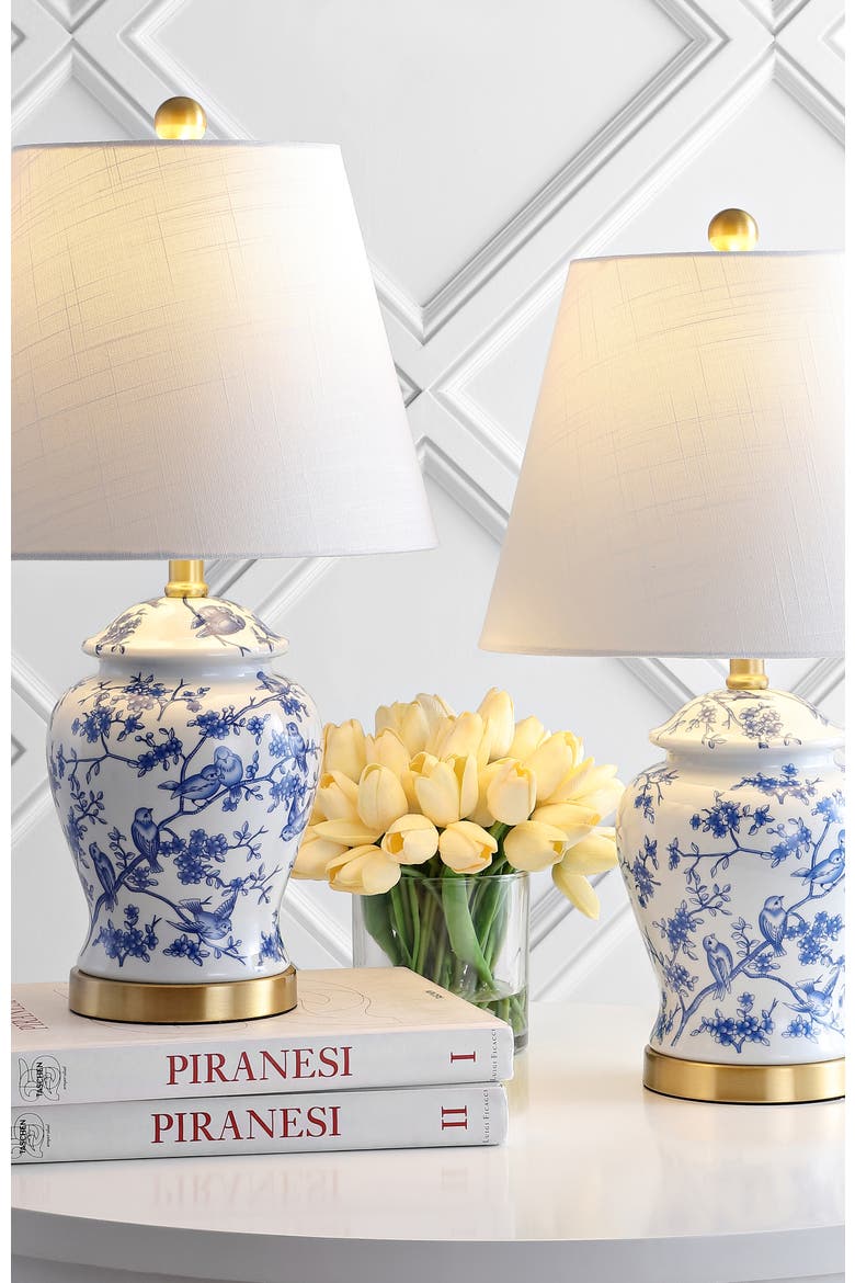Penelope 22" French Country Cottage Ceramic/Iron Chinoiserie Ginger Jar LED Table Lamp, Alternate, color, Blue/White