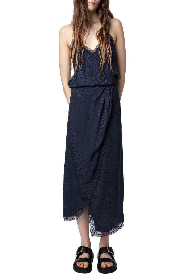 Rixi Leopard Jacquard Silk Dress, Alternate, color, ENCRE
