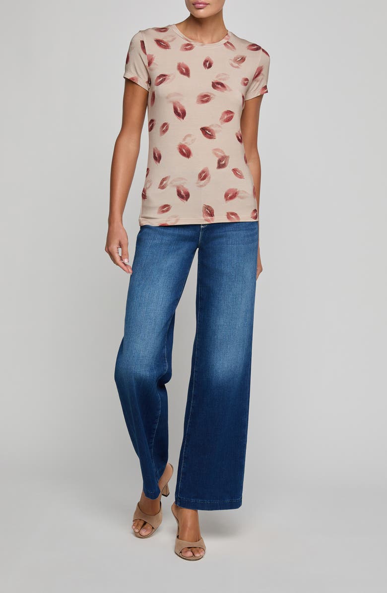 L'AGENCE Ressi Kiss Print T-Shirt, Alternate, color, Taupe/ Dk Red Fd Kiss