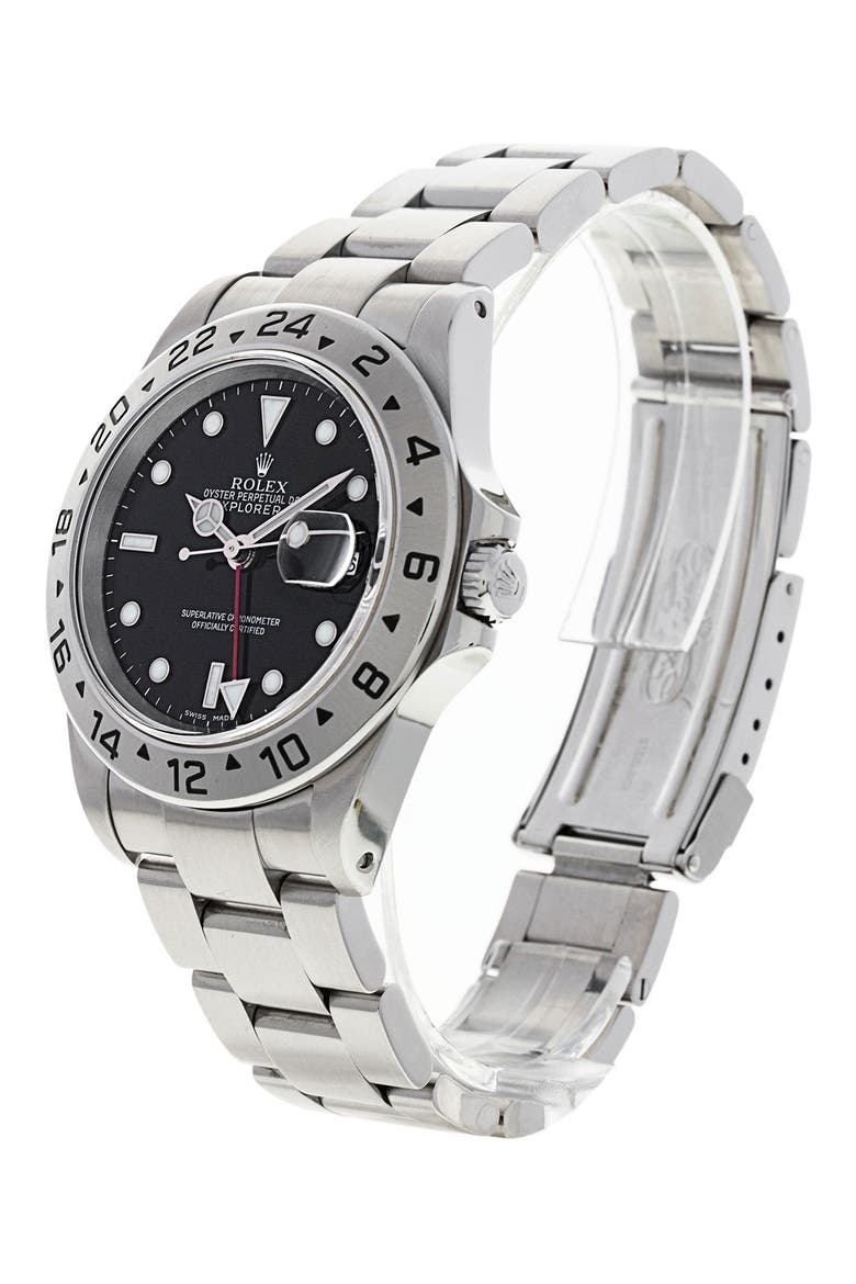 Rolex Preowned 2002 Explorer II Automatic Bracelet Watch, 40mm, Alternate, color, SILVER/ BLACK