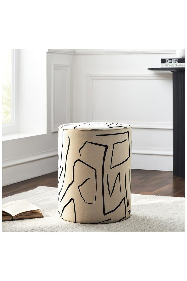 Rachelle Stool, Alternate, color, CREAM BASE/ BLACK LINES