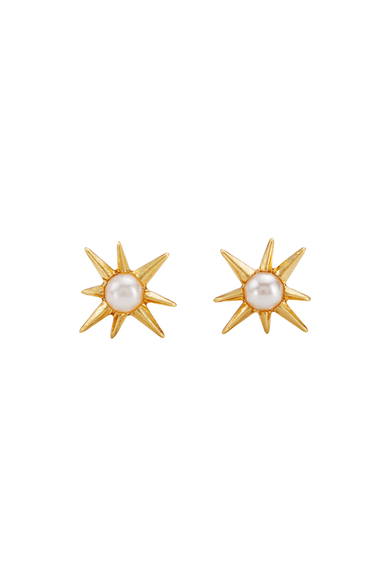 Star Pearl Stud Earrings, Main, color, Gold
