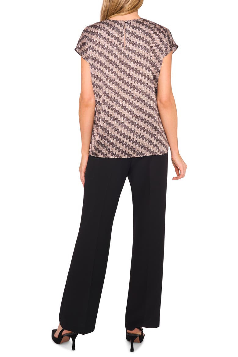 Zigzag Dot Print Cap Sleeve Shell, Alternate, color, COVERT GREEN