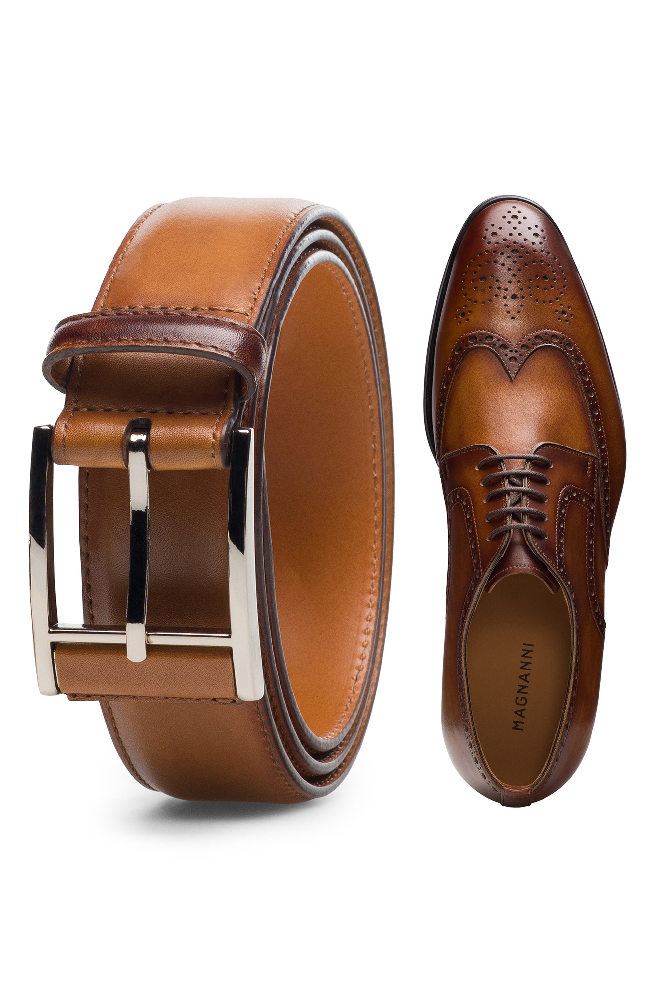 Magnanni McAlester Wingtip Derby, Alternate, color, Cognac