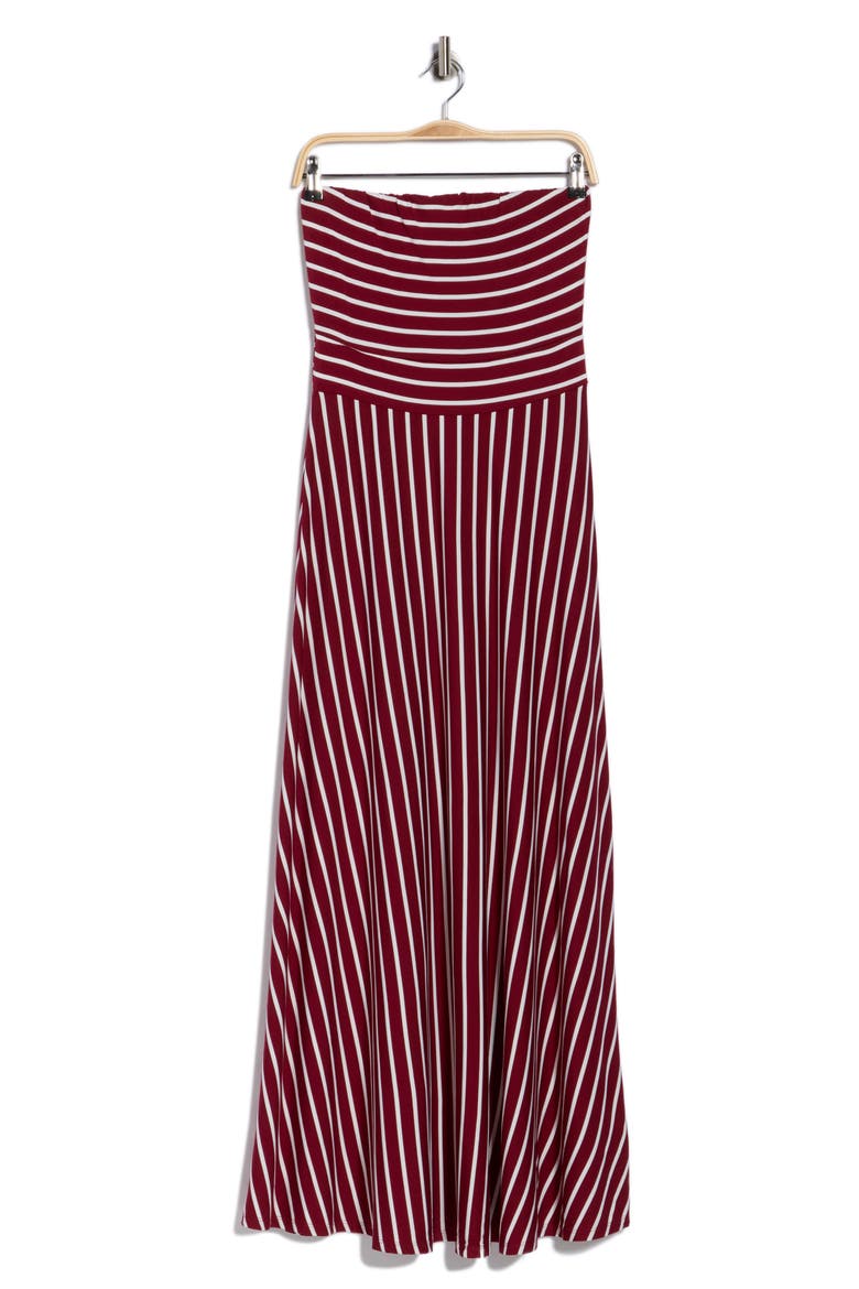 WEST KEI Striped Strapless Maxi Dress, Alternate, color, WINE STRIPE